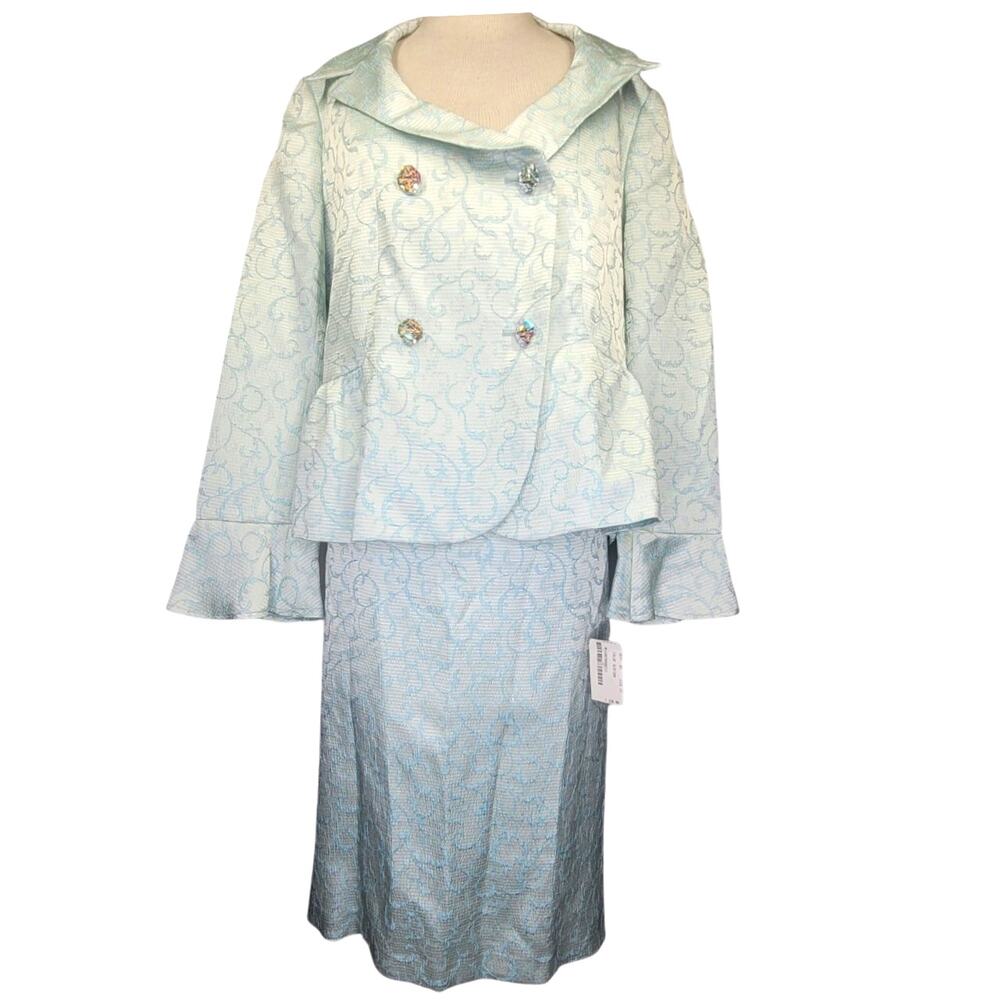 Nina Cole Seafoam Cocktail Skirt Suit Set 12 New with Tags